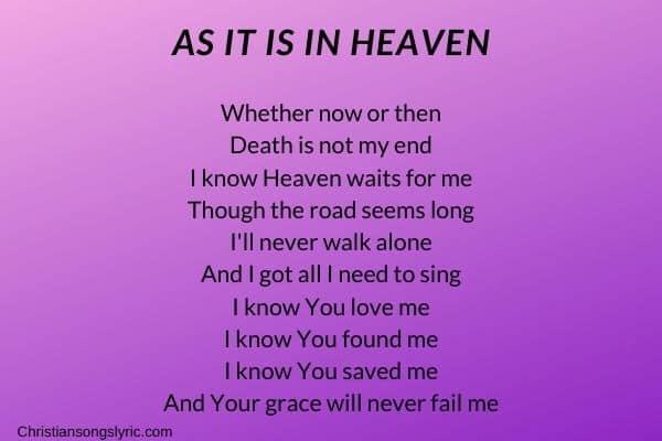As It Is In Heaven Hillsong Lyrics