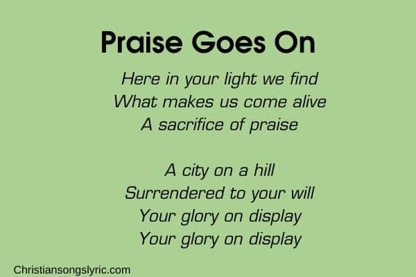 Praise Goes On Lyrics Elevation Worship